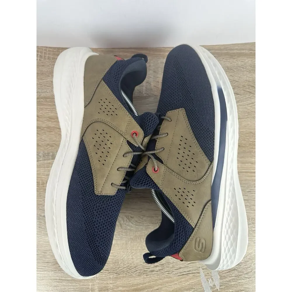 Skechers 210892 Relaxed Fit Air Cooled Memory Foam Men’s US 12 Navy Tan